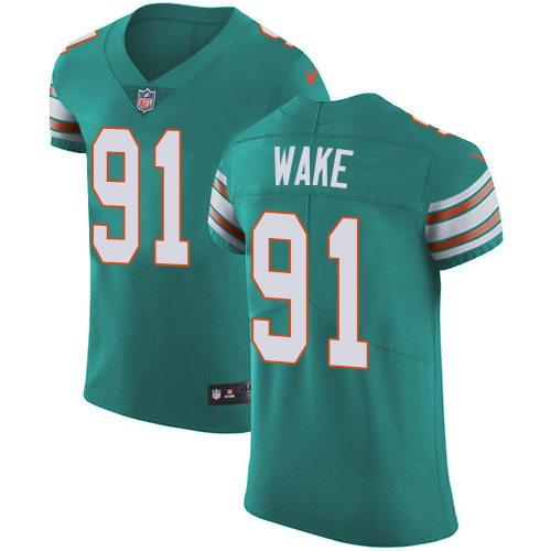 Nike Dolphins #91 Cameron Wake Aqua Green Alternate Men's Stitched NFL Vapor Untouchable Elite Jersey